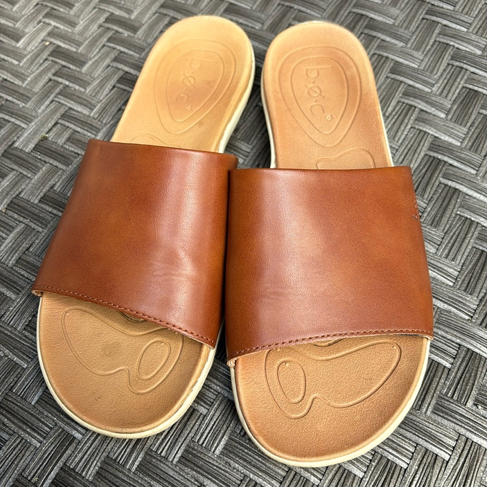 BOC Born Concept Eternia Slide Sandal Tan Faux Leather Slip On Women 10